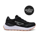 Championes Hi-Tec Itati negros con detalles en blanco y suela color caramelo.