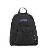 Mochila Jansport Half Pint negra con logo de la marca en el frente.