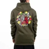 Canguro verde oscuro con capucha y bolsillo tipo canguro. Estampado pequeño con el logo de Santa Cruz en el pecho.
