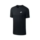 Remera Nike de manga corta, color negro, con cuello redondo y el logo bordado en blanco en el lado izquierdo del pecho.