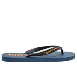 Ojotas Rip Curl modelo Icons Of Surf Bloom Open Toe, de color azul con tiras negras y logo estampado en color amarillo y naranja.
