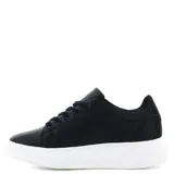 Championes urbanos de estilo casual con capellada en color negro y suela de plataforma blanca. Presentan cierre mediante cordones al tono y diseño minimalista.