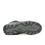 Bota de trekking Merrell modelo Crosslander 3 Mid, color negro con detalles en gris. Confeccionada en cuero de ante y malla transpirable, cuenta con membrana impermeable, puntera protectora y suela de goma de alta tracción.
