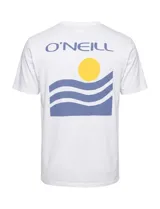 Remera O'Neill color blanco de manga corta, cuello redondo y calce holgado, con estampa pequeña del logo de la marca en el pecho.