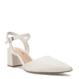 Zapatos de mujer Bottero con diseño abierto, punta fina y taco block. Presentan una tira ajustable al tobillo con hebilla metálica.
