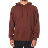 Hoodie Katin Emb Fleece de color marrón, con capucha ajustable con cordón, bolsillo tipo canguro y pequeño logo bordado en el pecho.