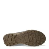 Botas de trekking Merrell modelo Tempo Exp Mid Wp, color beige con detalles en marrón oscuro y gris. Presentan una estructura de malla transpirable con refuerzos sintéticos, cuello acolchado, cierre con cordones y suela de goma con relieve para mayor tracción.