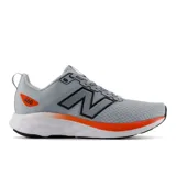 Championes de running New Balance modelo 460, color gris con detalles en naranja, negro y blanco, confeccionados con malla transpirable y refuerzos sintéticos.