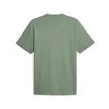 Remera Puma ESS+ 2 COL Small Logo de color gris oscuro, con cuello redondo y manga corta. Presenta el logo de Puma en blanco y rojo bordado en el pecho.