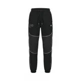 Pantalon deportivo Nike Air Hybrid de corte ajustado, color negro con detalles de costuras blancas en contraste. Cuenta con cintura elástica con cordón ajustable, puños elásticos en los tobillos y logo de la marca estampado en el muslo.