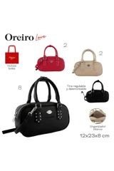 Cartera roja con doble asa corta y tira larga regulable y desmontable. Tiene organizador interno y logo de la marca en el frente.