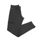 Pantalón cargo azul marino con bolsillos laterales y traseros, de corte ajustado.