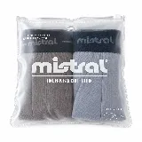Pack de dos bóxers lisos marca Mistral, uno negro y otro gris, con cintura elástica y logo impreso.