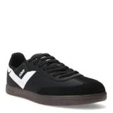 Championes urbanos Pony modelo Moma, de diseño retro inspirado en los años 70. Presentan una base de color negro con detalles en blanco en el lateral y suela de goma en tono marrón oscuro. Combinan materiales sintéticos y textiles para mayor durabilidad.