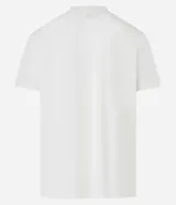 Remera blanca de algodón con cuello redondo y manga corta. Estampa frontal con texto "Bela Vista Trattoria".