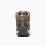 Bota de trekking Merrell modelo Crosslander 3 Mid WP, color marrón con detalles en negro y rosa. Diseño de caña media con membrana impermeable, puntera protectora, entresuela de espuma EVA y suela de goma con tracción.