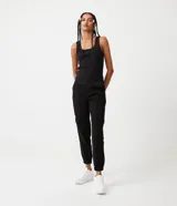 Musculosa negra de algodón con escote en U y corte ajustado.