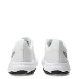 Championes de running New Balance 460, color blanco con detalles plateados y una franja en tono menta en la entresuela, con capellada de malla transpirable y suela con refuerzo negro.