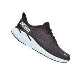 Championes de running Hoka modelo Clifton 8, color negro con suela gris oscuro. Diseño de malla transpirable con amortiguación de alto rendimiento.