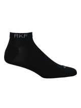 Medias cortas de bambú marca RKF, color azul oscuro, con el logotipo de la marca impreso en el elástico superior y en la puntera.