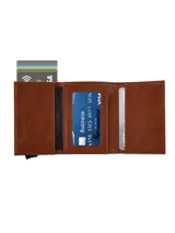 Billetera tarjetero Terrano R203 de cuero sintético marrón, con mecanismo de acceso rápido a tarjetas y tecnología de bloqueo RFID.
