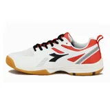 Championes Diadora Netjumper ID para voleibol, color blanco con detalles en rojo y negro.