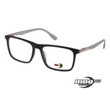 Armazón de lentes de receta MDQ modelo Z05, con frente rectangular en color negro mate y patillas con diseño texturizado.