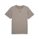 Remera Puma para hombre, modelo Ess Heather Cat, color beige melange con cuello redondo y el logo de la marca estampado en el centro del pecho.