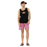 Short de baño Volcom Swell color rosa con cintura elástica y cordón ajustable.