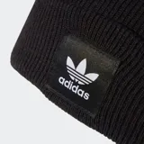 Gorro de lana Adidas Adicolor Cuff Beanie, color negro, con logo del trifolio bordado en el frente.