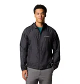 Campera cortaviento Columbia modelo Flashback II Wind, color negro, con capucha y cierre frontal completo. Cuenta con tecnología Omni-Shield y Omni-Shade.