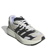 Championes urbanos Adidas modelo Light Blaze, con diseño de capas en malla blanca, gamuza gris y detalles en negro. Presentan entresuela con tecnología Lightstrike y suela de goma.
