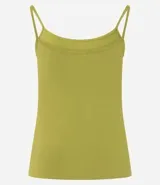 Musculosa básica de poliamida color rosa claro, con breteles finos y escote redondo.