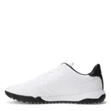 Championes de fútbol 5 Topper modelo San Ciro V TF, color blanco con detalles en negro. Presentan una capellada de material sintético con costuras reforzadas en la puntera para mayor durabilidad y control, cierre con cordones y suela de goma con tapones pequeños diseñada para césped artificial.