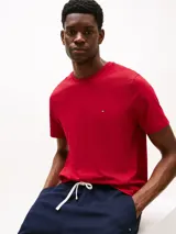 Remera de cuello redondo Tommy Hilfiger, confeccionada en puro algodón, con corte regular y logo de la marca bordado en el pecho.