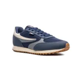 Championes Fila modelo Renno Classic, color azul marino con detalles en blanco, grafito y suela de goma color tostado.