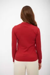 Sweater de punto con cuello medio alto, manga larga y ajuste clásico al cuerpo.