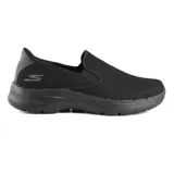 Championes Skechers Go Walk 6 Anaglyph negros, sin cordones, con capellada de malla deportiva, amortiguación Ultra Go y tecnología Hyper Pillars para mayor soporte.