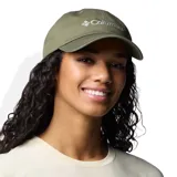 Gorra estilo dad hat de la marca Columbia, color verde militar, confeccionada en algodón. Cuenta con diseño de visera curva, ojales de ventilación bordados y el logo de la marca bordado en contraste en el panel frontal.