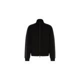 Campera Dsquared2 de felpa negra con cuello alto, cierre frontal completo y bandas laterales con logo en las mangas.