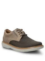 Zapato casual de hombre Hush Puppies modelo Bangu, con diseño híbrido que combina cuero en la parte trasera y tejido técnico transpirable en la puntera. Cuenta con cordones al tono, suela de EVA flexible y diseño ergonómico para mayor confort.