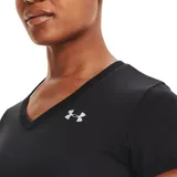 Remera deportiva Under Armour de mujer, modelo UA Tech SS Solid, color gris oscuro. Confeccionada en tejido ligero y transpirable.