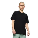 Remera de manga corta negra con bolsillo en el pecho, confeccionada en tejido de punto de algodón y poliéster.