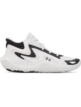 Championes Under Armour modelo UA Jet 25, de diseño deportivo en color blanco y negro, con capellada de materiales mixtos, entresuela Micro G® y suela de goma resistente.