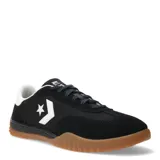 Championes urbanos Converse Run Star Trainer, color negro con detalles en blanco y suela de goma color caramelo. Presentan el logo de la estrella y el chevron en el lateral, con cierre de cordones.