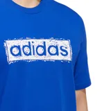 Remera azul de algodón con logo de Adidas estampado en el pecho.