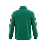 Campera deportiva Adidas de la selección de México, modelo Anthem. Diseño en color verde con cierre frontal en rojo, cuello alto y detalles de franjas laterales en blanco y rojo. Incluye logo de la marca y escudo de la selección en el pecho.