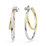 Par de aros de aro Swarovski Hyperbola, con aro interno dorado y aro externo plateado con incrustaciones de cristales blancos. Cierre con tuerca a presión.