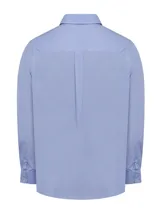Camisa de manga larga RKF modelo Easyironit, confeccionada en popelina de algodón con diseño de cuadros finos. Presenta cuello italiano, cierre frontal con botones y bolsillo en el pecho con el logo de la marca bordado.