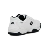 Championes Lotto blancos de cuero sintético, con detalles en gris en el talón y la suela.